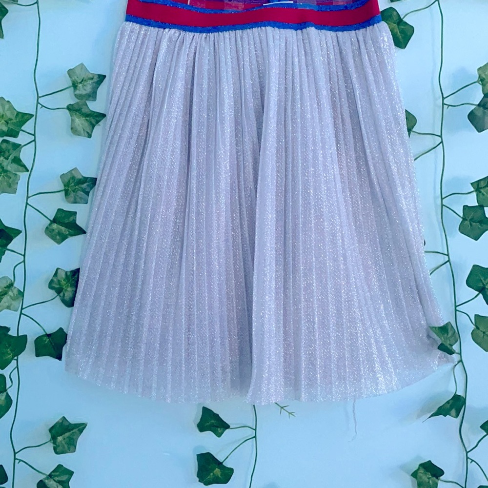 Zara Girls Sparkly Pleated Silver Skirt